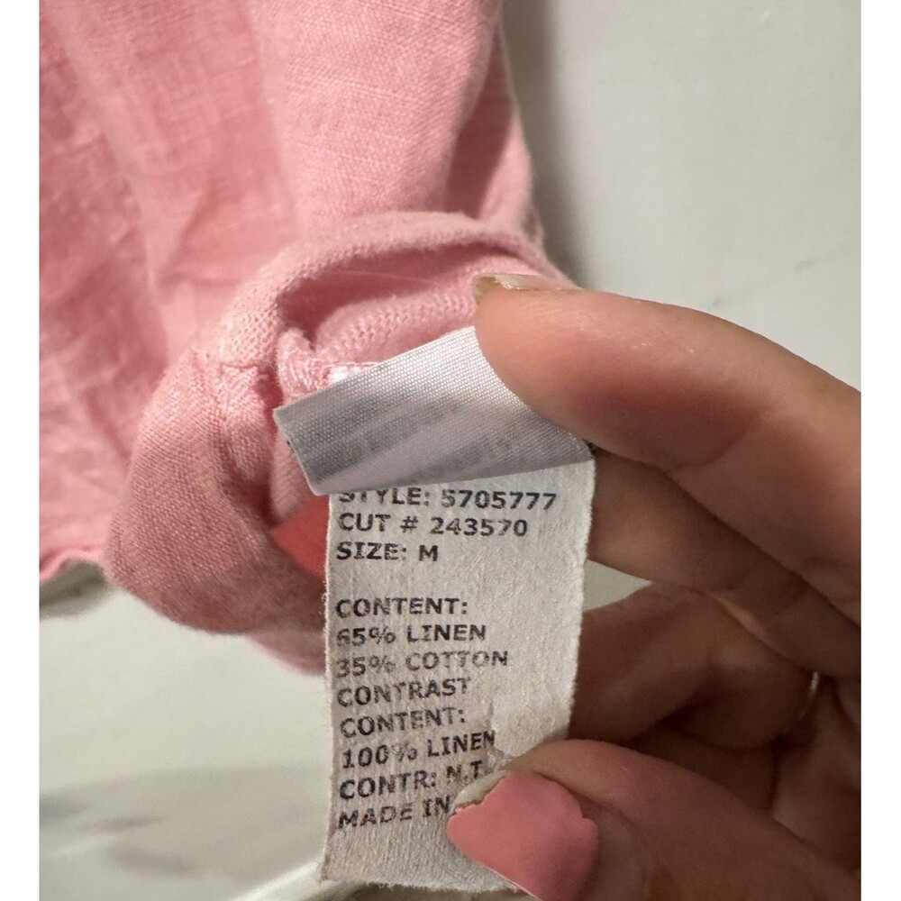 Cut Loose Powder Pink Linen Cotton Blend V Neck Tank Top Women's Size M - Picture 3 of 8